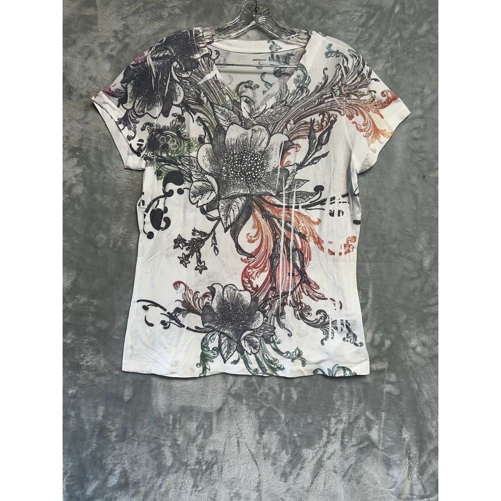 Westbound Womens Top Size M The Essential Tee Short Sleeves Blue Black White‎